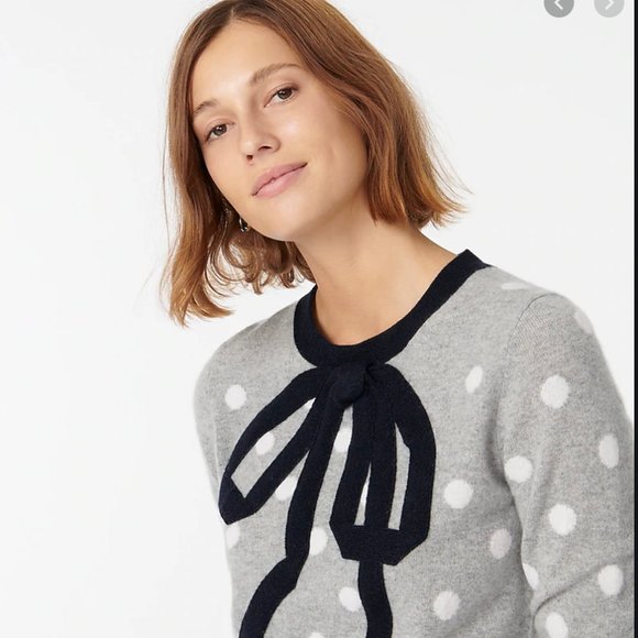 J.Crew Cashmere crewneck sweater with bow-AQ379 - Picture 3 of 4